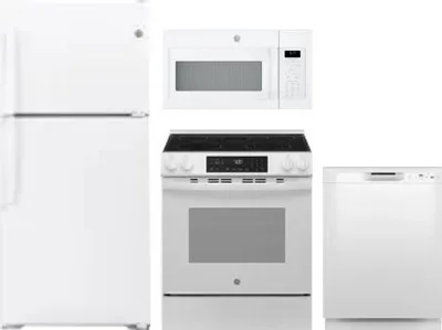 4 Piece Package Includes Refrigerator, Range, Microwave And Dishwasher