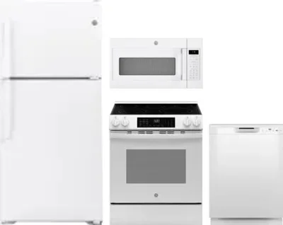 4 Piece Package Includes Refrigerator, Range, Microwave And Dishwasher