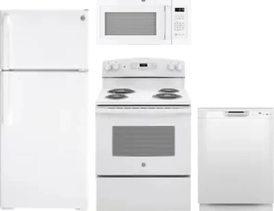 4 Piece Package Includes Refrigerator, Range, Microwave And Dishwasher