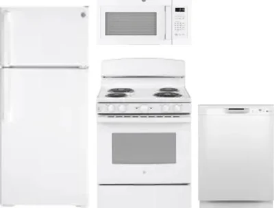 4 Piece Package Includes Refrigerator, Range, Microwave And Dishwasher