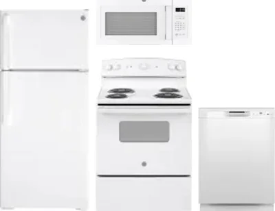 4 Piece Package Includes Refrigerator, Range, Microwave And Dishwasher