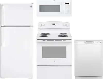 4 Piece Package Includes Refrigerator, Range, Microwave And Dishwasher