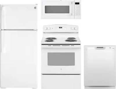 4 Piece Package Includes Refrigerator, Range, Microwave And Dishwasher