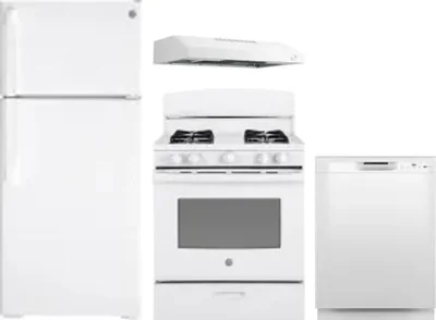 4 Piece Package Includes Refrigerator, Range, Hood And Dishwasher