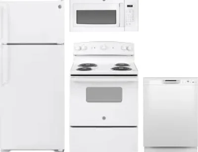 4 Piece Package Includes Refrigerator, Range, Microwave And Dishwasher