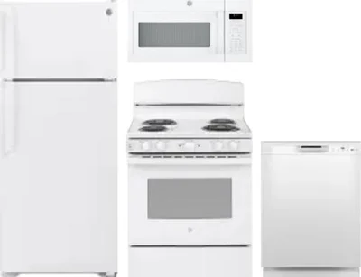 4 Piece Package Includes Refrigerator, Range, Microwave And Dishwasher