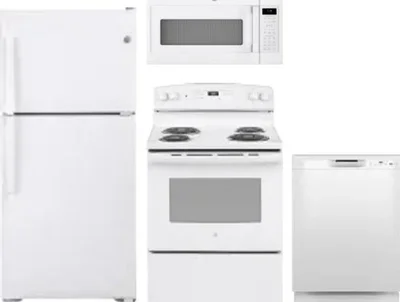 4 Piece Package Includes Refrigerator, Range, Microwave And Dishwasher