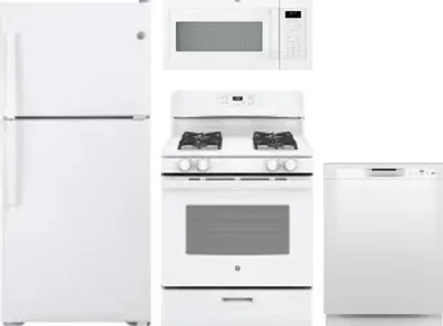 4 Piece Package Includes Refrigerator, Range, Microwave And Dishwasher