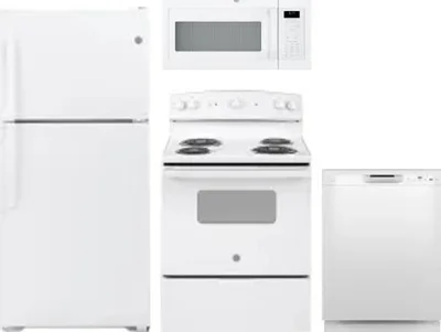 4 Piece Package Includes Refrigerator, Range, Microwave And Dishwasher
