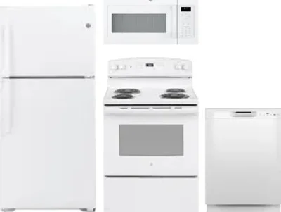 4 Piece Package Includes Refrigerator, Range, Microwave And Dishwasher