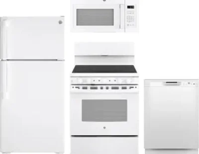 4 Piece Package Includes Refrigerator, Range, Microwave And Dishwasher
