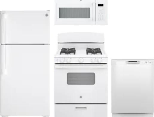 4 Piece Package Includes Refrigerator, Range, Microwave And Dishwasher