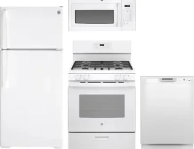 4 Piece Package Includes Refrigerator, Range, Microwave And Dishwasher