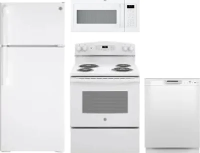 4 Piece Package Includes Refrigerator, Range, Microwave And Dishwasher