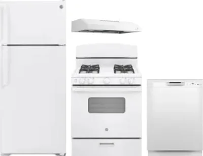 4 Piece Package Includes Refrigerator, Range, Hood And Dishwasher