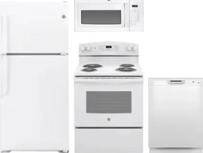 4 Piece Package Includes Refrigerator, Range, Microwave And Dishwasher