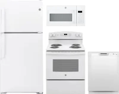 4 Piece Package Includes Refrigerator, Range, Microwave And Dishwasher