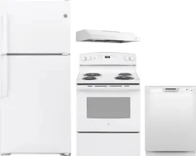 4 Piece Package Includes Refrigerator, Range, Hood And Dishwasher