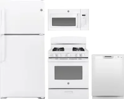 4 Piece Package Includes Refrigerator, Range, Microwave And Dishwasher