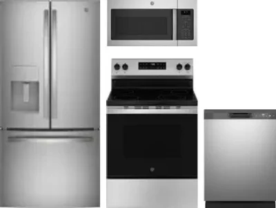 4 Piece Package Includes Refrigerator, Range, Microwave And Dishwasher