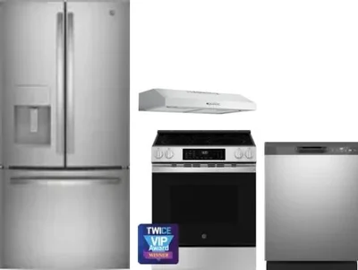 4 Piece Package Includes Refrigerator, Range, Hood And Dishwasher