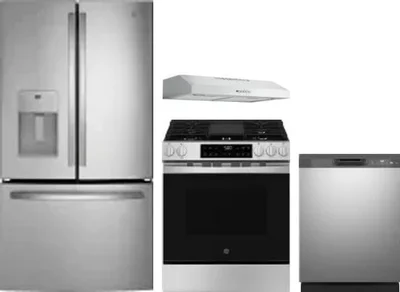 4 Piece Package Includes Refrigerator, Range, Hood And Dishwasher