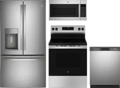 4 Piece Package Includes Refrigerator, Range, Microwave And Dishwasher