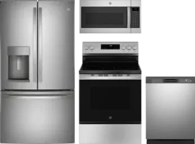 4 Piece Package Includes Refrigerator, Range, Microwave And Dishwasher