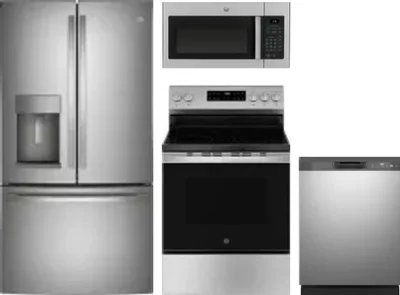 4 Piece Package Includes Refrigerator, Range, Microwave And Dishwasher