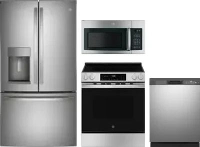 4 Piece Package Includes Refrigerator, Range, Microwave And Dishwasher