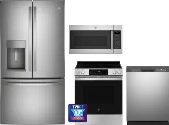 4 Piece Package Includes Refrigerator, Range, Microwave And Dishwasher