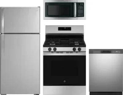 4 Piece Package Includes Refrigerator, Range, Microwave And Dishwasher