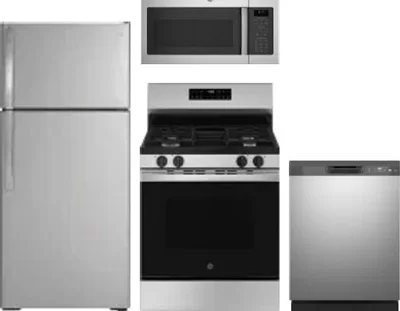 4 Piece Package Includes Refrigerator, Range, Microwave And Dishwasher