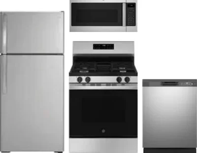4 Piece Package Includes Refrigerator, Range, Microwave And Dishwasher