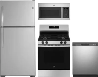 4 Piece Package Includes Refrigerator, Range, Microwave And Dishwasher
