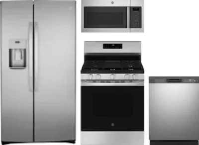 4 Piece Package Includes Refrigerator, Range, Microwave And Dishwasher