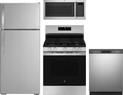 4 Piece Package Includes Refrigerator, Range, Microwave And Dishwasher