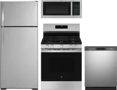 4 Piece Package Includes Refrigerator, Range, Microwave And Dishwasher