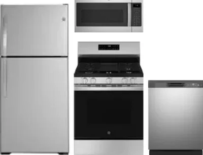 4 Piece Package Includes Refrigerator, Range, Microwave And Dishwasher