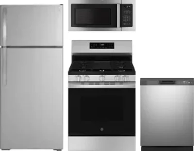 4 Piece Package Includes Refrigerator, Range, Microwave And Dishwasher