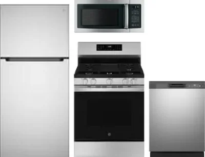 4 Piece Package Includes Refrigerator, Range, Microwave And Dishwasher