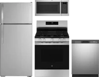 4 Piece Package Includes Refrigerator, Range, Microwave And Dishwasher