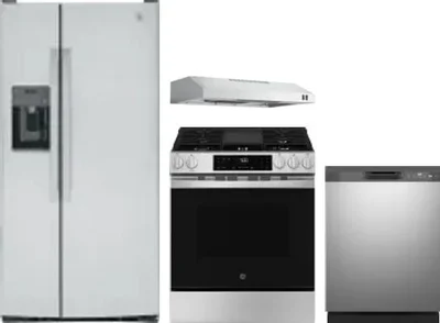 4 Piece Package Includes Refrigerator, Range, Hood And Dishwasher