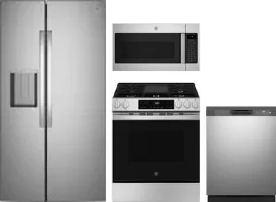 4 Piece Package Includes Refrigerator, Range, Microwave And Dishwasher