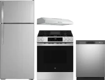 4 Piece Package Includes Refrigerator, Range, Hood And Dishwasher