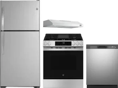 4 Piece Package Includes Refrigerator, Range, Hood And Dishwasher