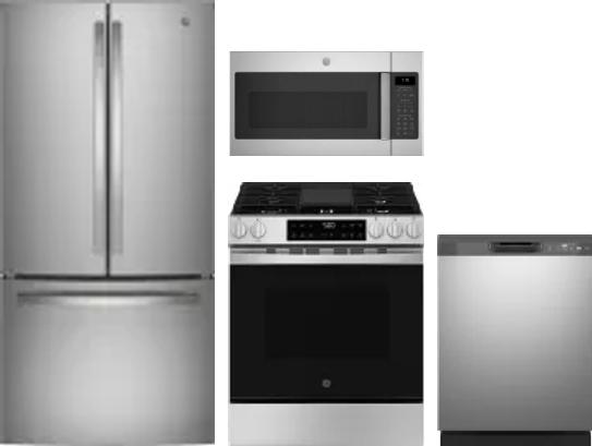 4 Piece Package Includes Refrigerator, Range, Microwave And Dishwasher