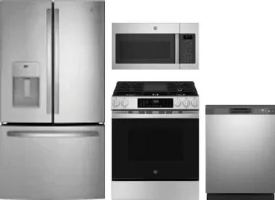 4 Piece Package Includes Refrigerator, Range, Microwave And Dishwasher