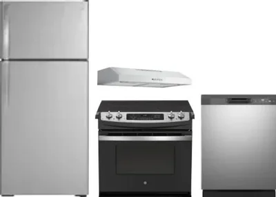 4 Piece Package Includes Refrigerator, Range, Hood And Dishwasher