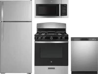 4 Piece Package Includes Refrigerator, Range, Microwave And Dishwasher